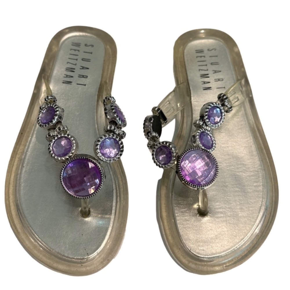 Stuart Weitzman Girls Purple Jeweled Jelly Sandals size 10Y